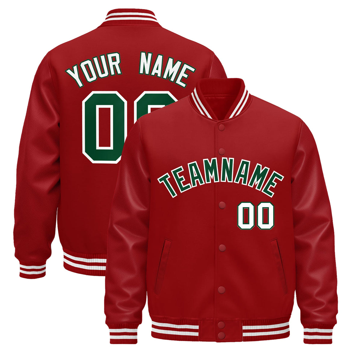 Custom Red White Jacket - Classic Style Leather Sleeves Wrinkle-Resistant
