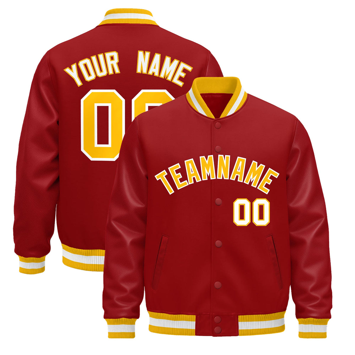 Custom Red White Jacket - Classic Style Leather Sleeves Wrinkle-Resistant