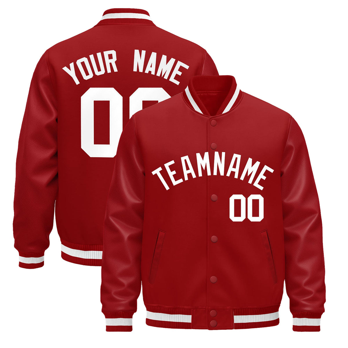 Custom Red White Jacket - Classic Style Leather Sleeves Wrinkle-Resistant