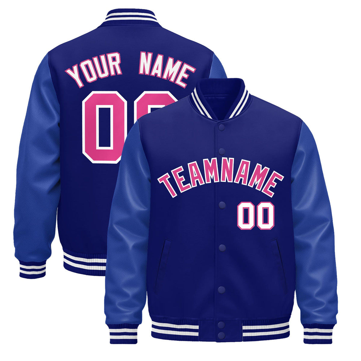 Custom Royal Blue White Jacket - Classic Style Leather Sleeves Wrinkle-Resistant