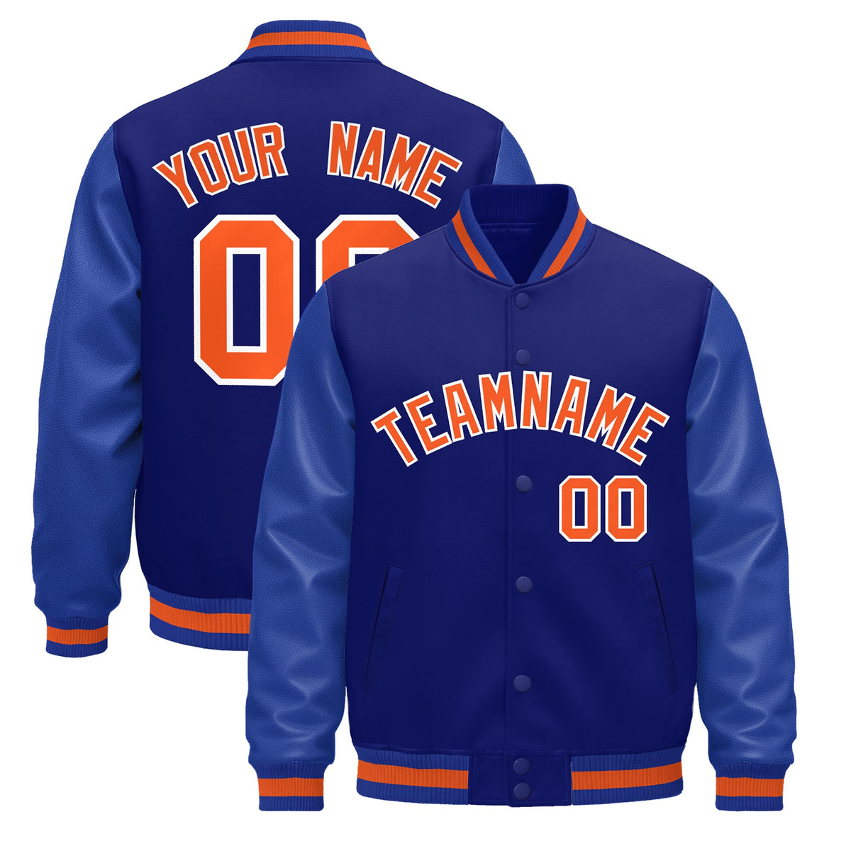 Custom Royal Blue White Jacket - Classic Style Leather Sleeves Wrinkle-Resistant