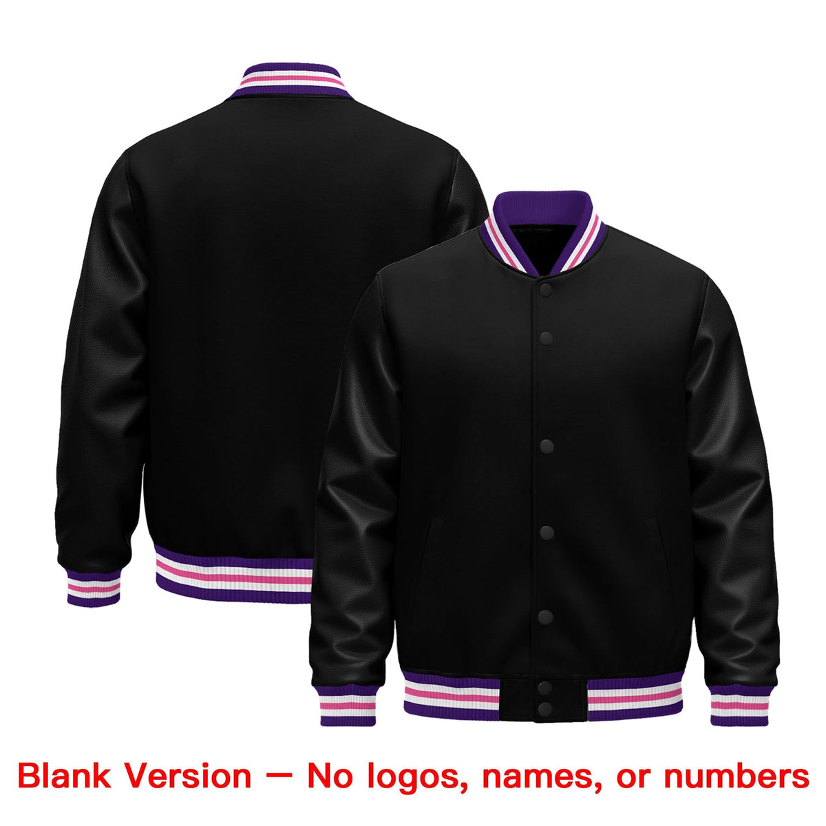 Custom Black Purple Pink Classic Style Leather Sleeves Wrinkle-Resistant Jacket| KXKSHOP