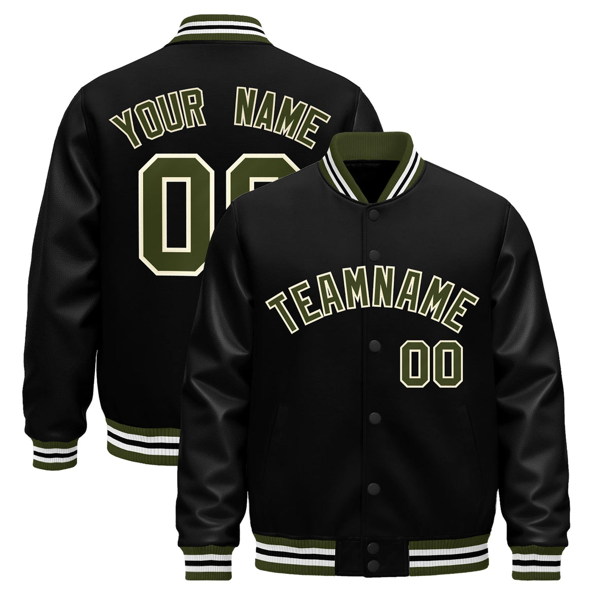 Custom Black White Jacket - Classic Style Leather Sleeves Wrinkle-Resistant