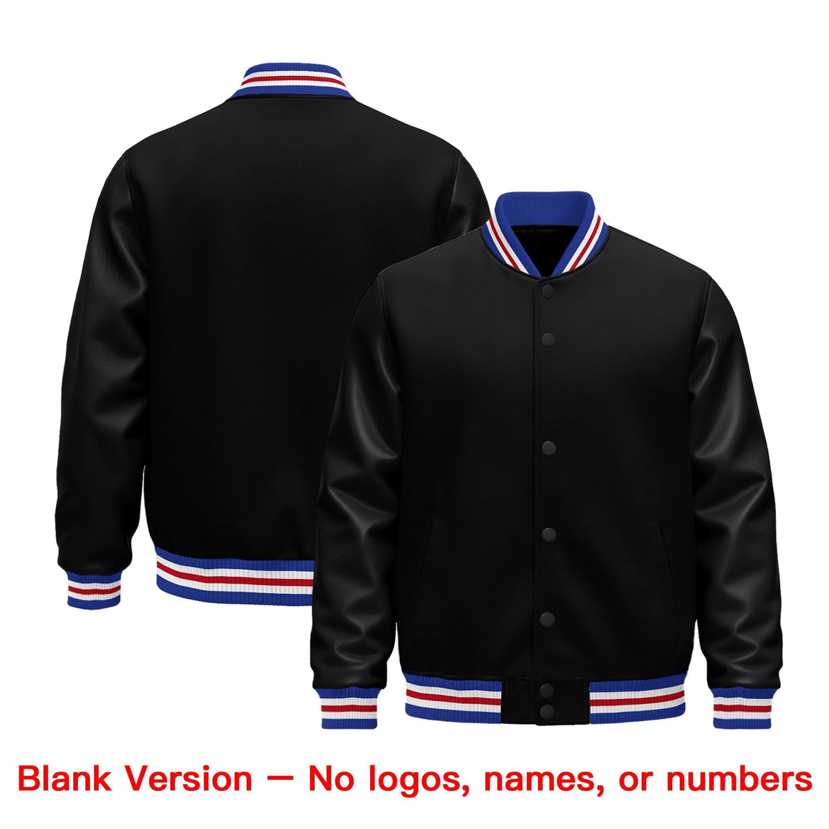 Custom Black Royal Blue White Classic Style Leather Sleeves Wrinkle-Resistant Jacket| KXKSHOP