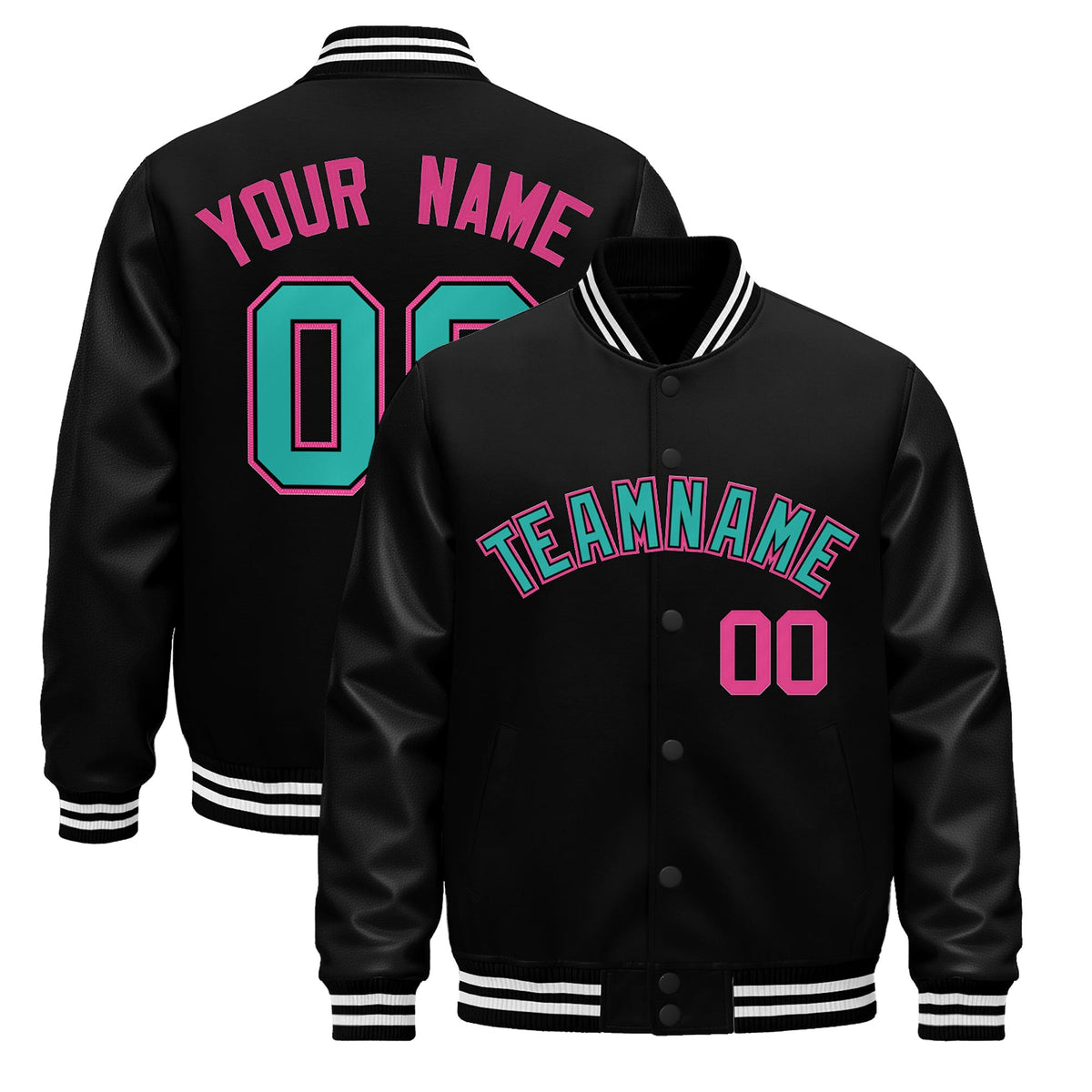 Custom Black White Jacket - Classic Style Leather Sleeves Wrinkle-Resistant