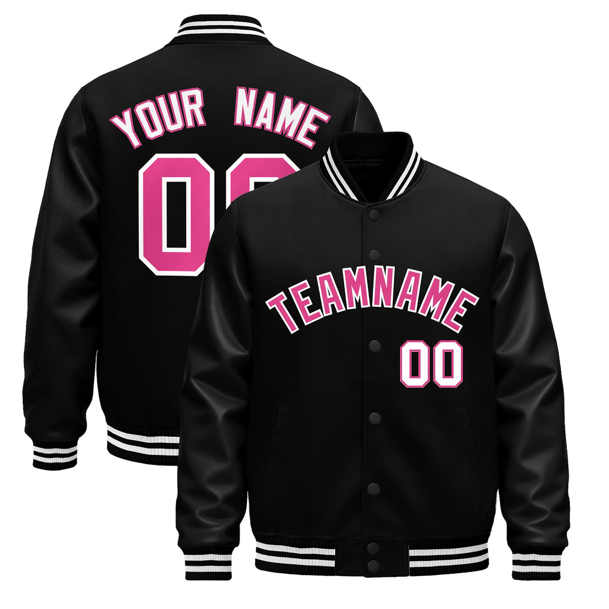Custom Black White Jacket - Classic Style Leather Sleeves Wrinkle-Resistant