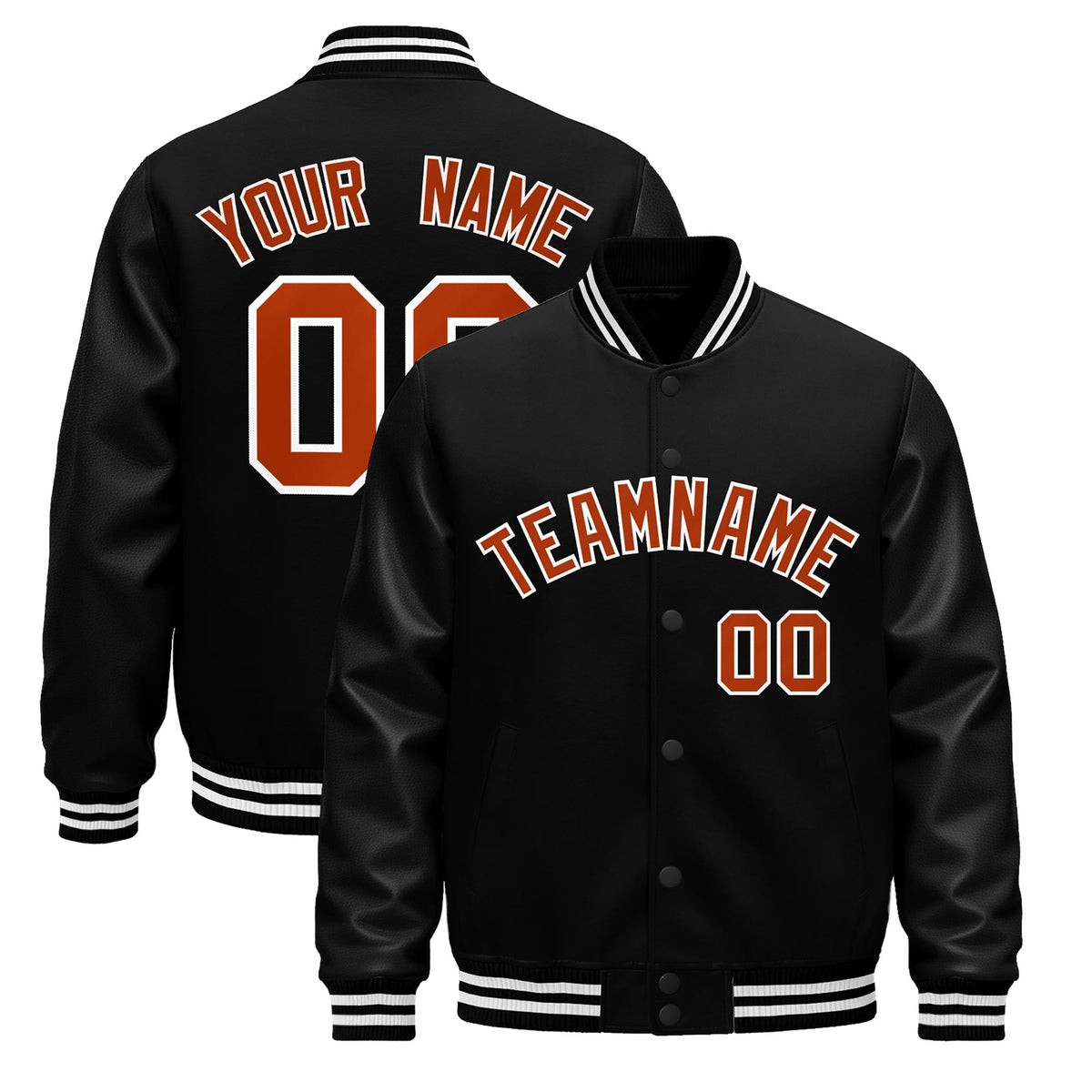 Custom Black White Jacket - Classic Style Leather Sleeves Wrinkle-Resistant