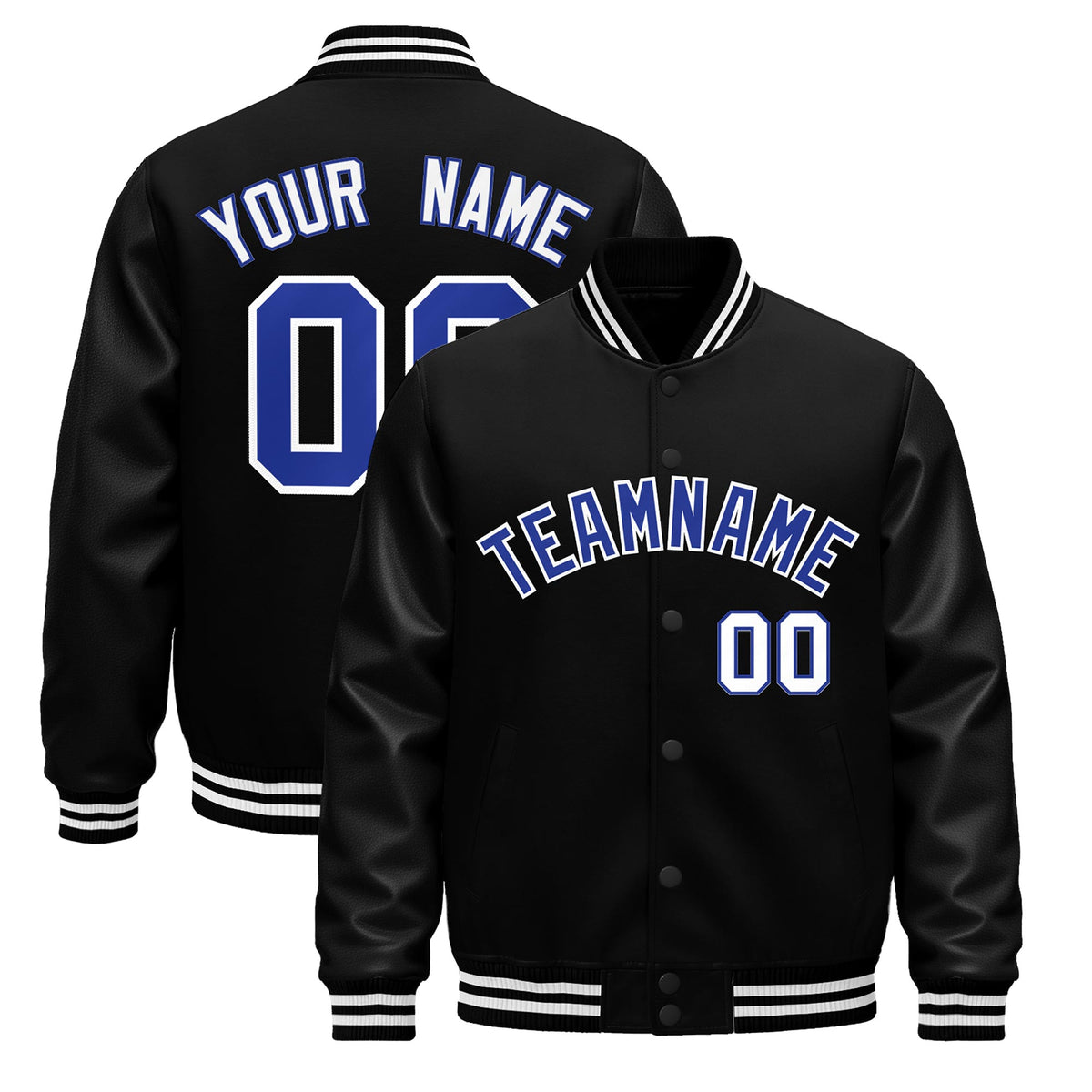Custom Black White Jacket - Classic Style Leather Sleeves Wrinkle-Resistant