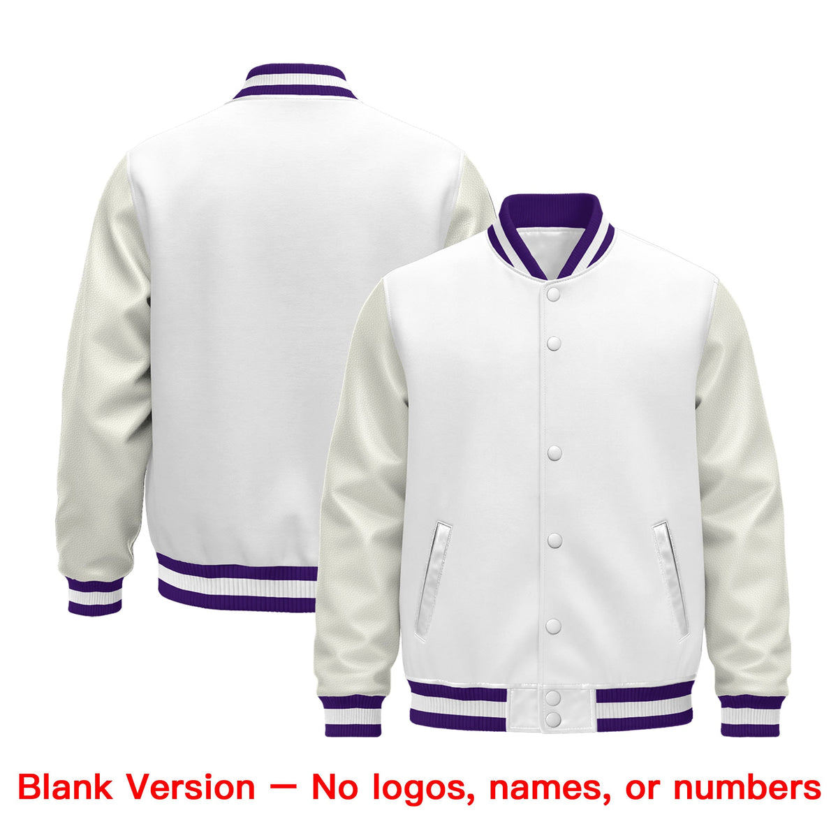 Custom White Purple Classic Style Leather Sleeves Wrinkle-Resistant Jacket| KXKSHOP