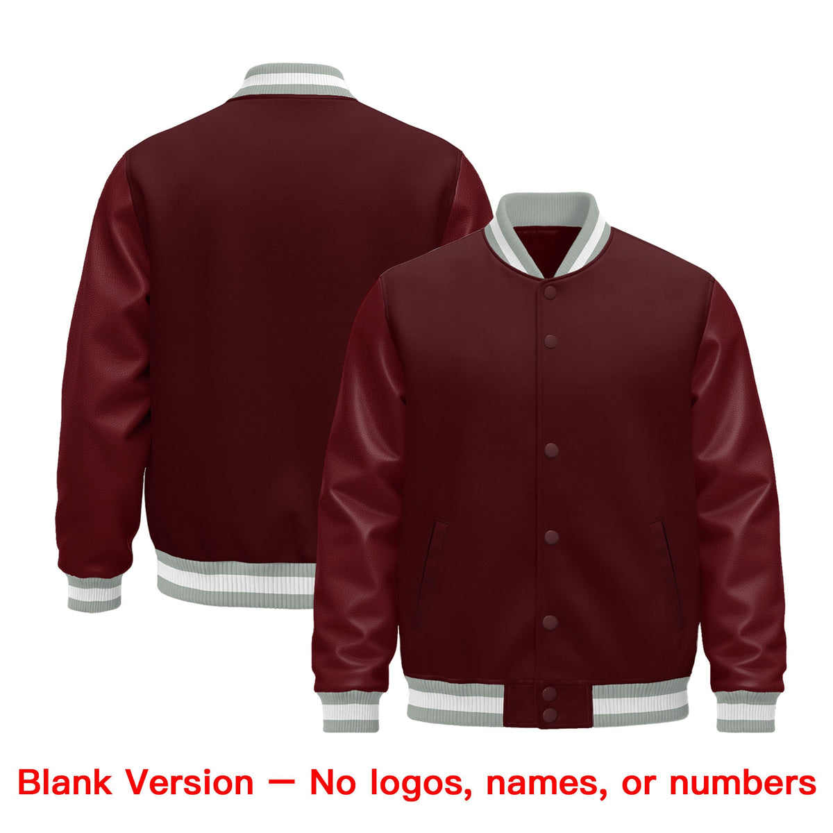 Custom Burgundy White Classic Style Leather Sleeves Wrinkle-Resistant Jacket| KXKSHOP