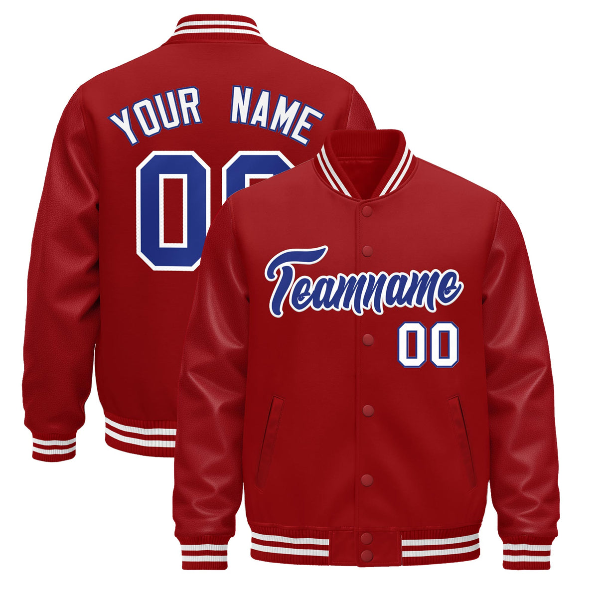Custom Red White Jacket - Classic Style Leather Sleeves Wrinkle-Resistant