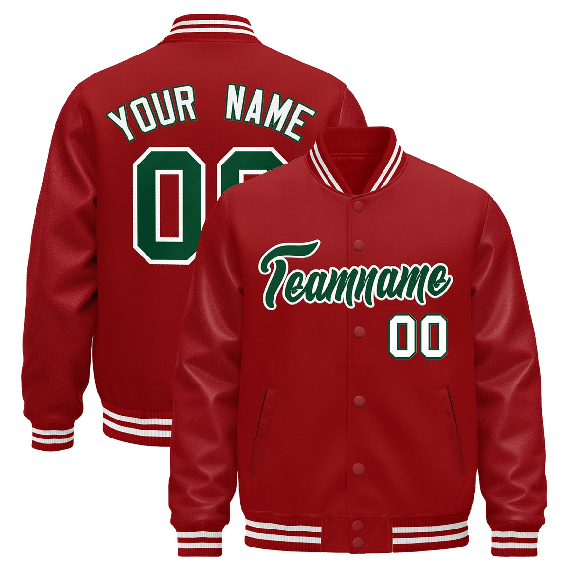 Custom Red White Jacket - Classic Style Leather Sleeves Wrinkle-Resistant