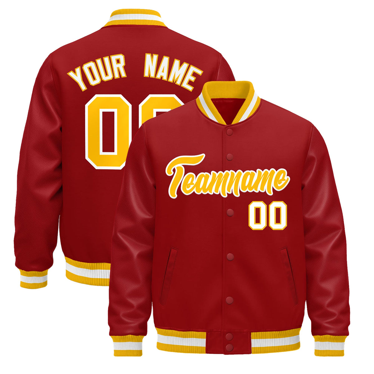 Custom Red White Jacket - Classic Style Leather Sleeves Wrinkle-Resistant
