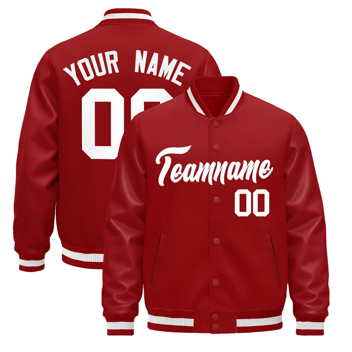 Custom Red White Jacket - Classic Style Leather Sleeves Wrinkle-Resistant