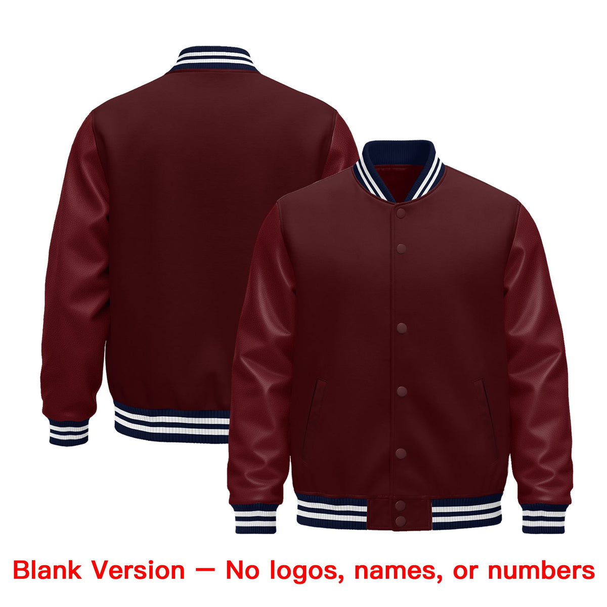Custom Burgundy White Classic Style Leather Sleeves Wrinkle-Resistant Jacket| KXKSHOP