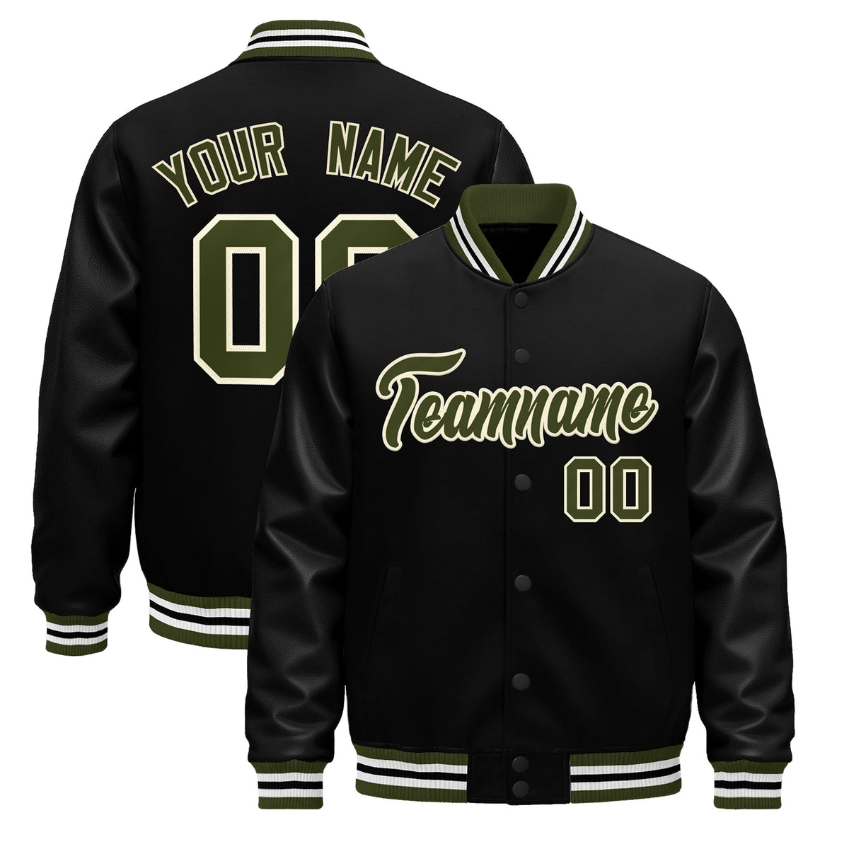 Custom Black White Jacket - Classic Style Leather Sleeves Wrinkle-Resistant