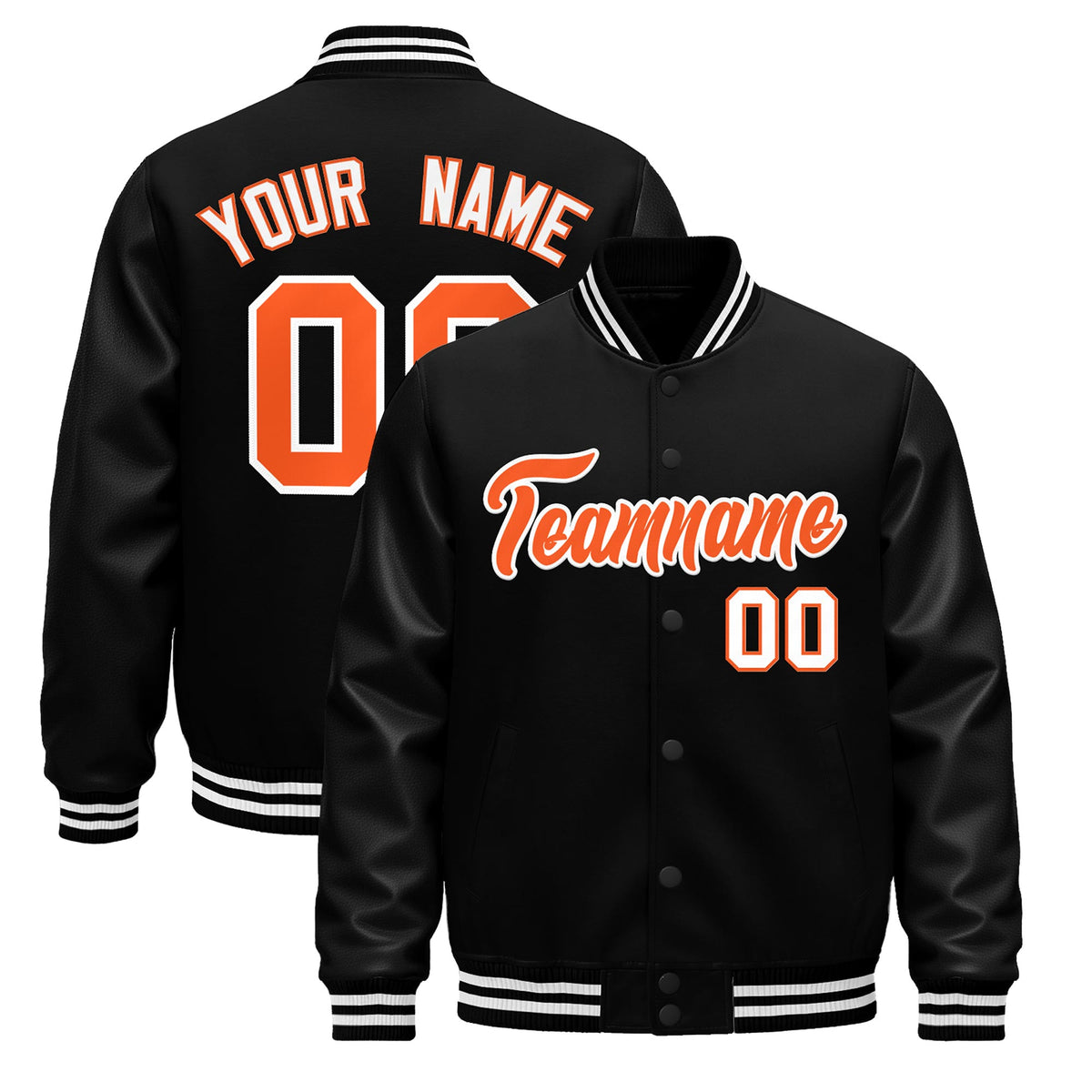 Custom Black White Jacket - Classic Style Leather Sleeves Wrinkle-Resistant