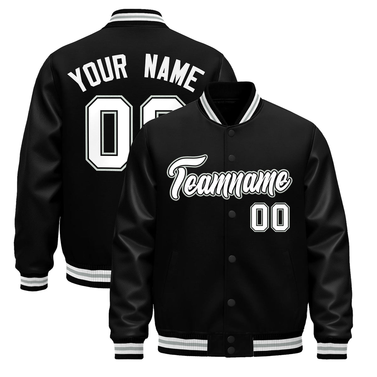 Custom Black White Gray Classic Style Leather Sleeves Wrinkle-Resistant Jacket| KXKSHOP