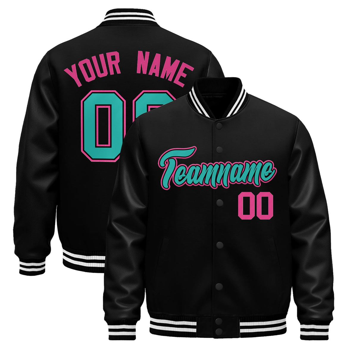 Custom Black White Jacket - Classic Style Leather Sleeves Wrinkle-Resistant