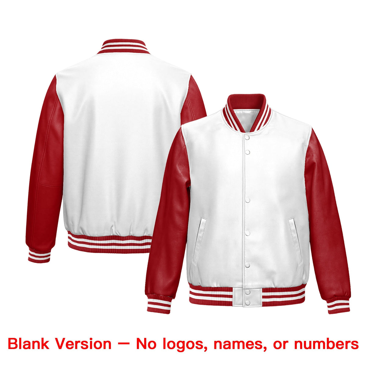 Custom White Red Kelly Green Raglan Sleeves Full-Snap Varsity Faux Leather Letterman Jacket| KXKSHOP