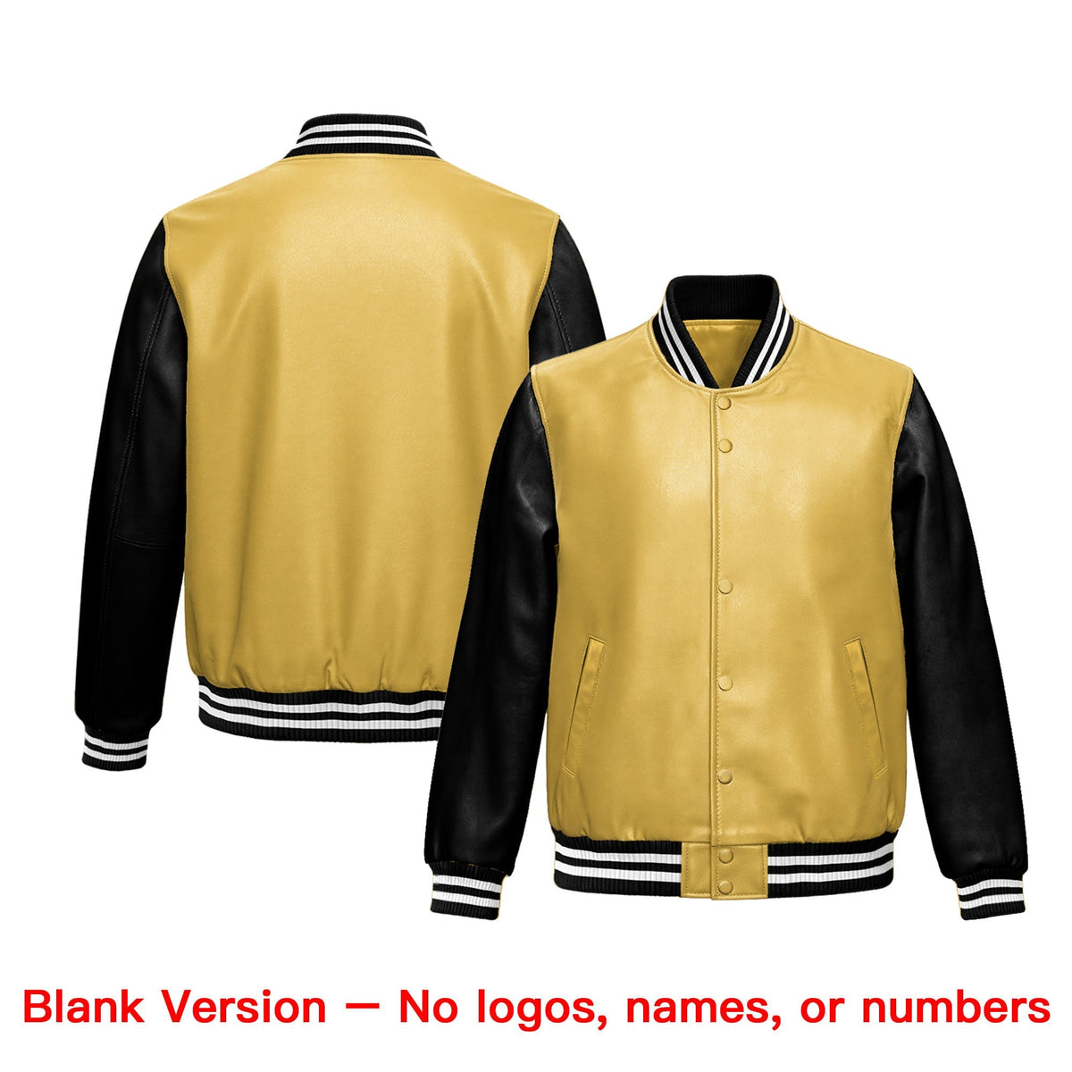 Custom Khaki Black Raglan Sleeves Full-Snap Varsity Faux Leather Letterman Jacket| KXKSHOP