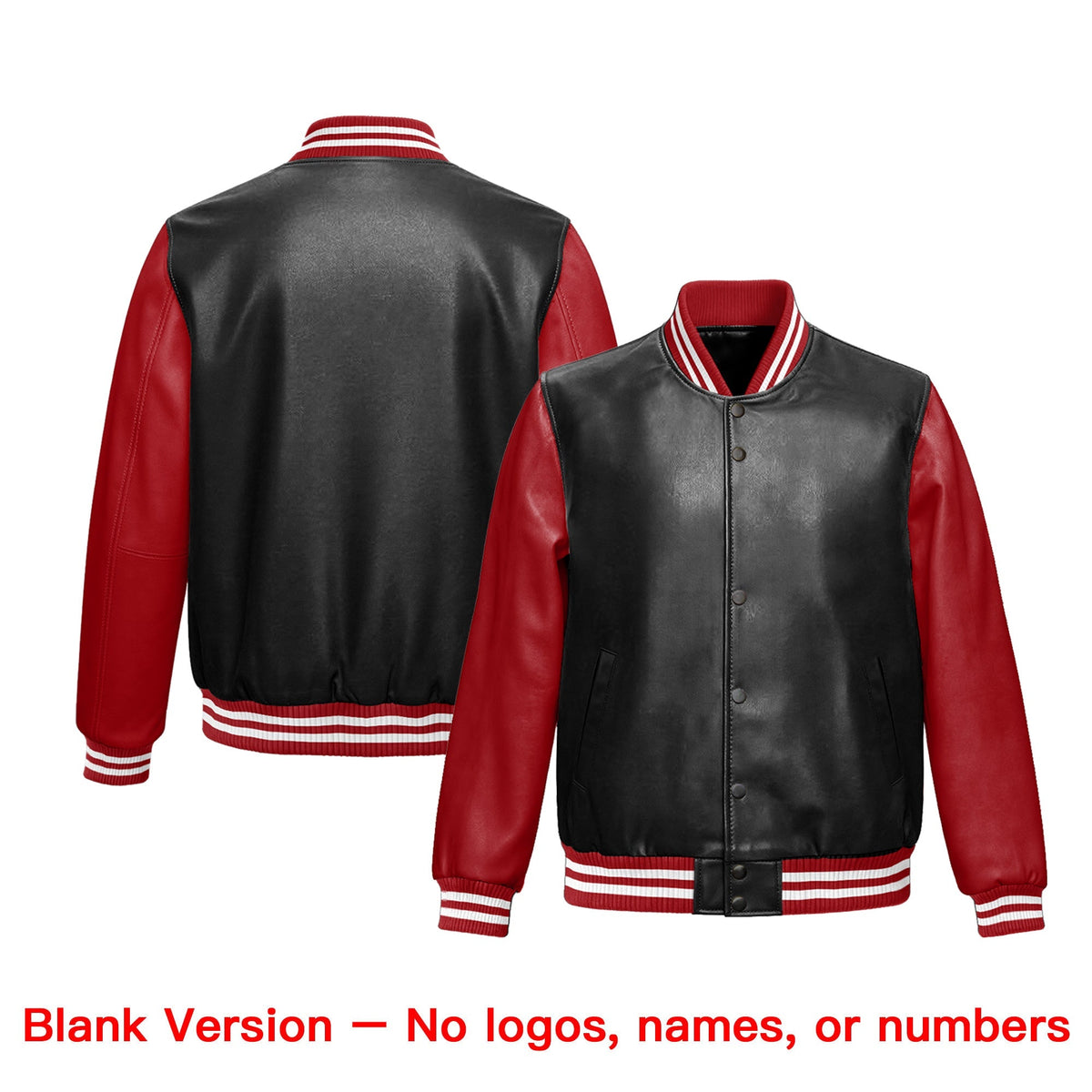 Custom Black Red Kelly Green Raglan Sleeves Full-Snap Varsity Faux Leather Letterman Jacket| KXKSHOP