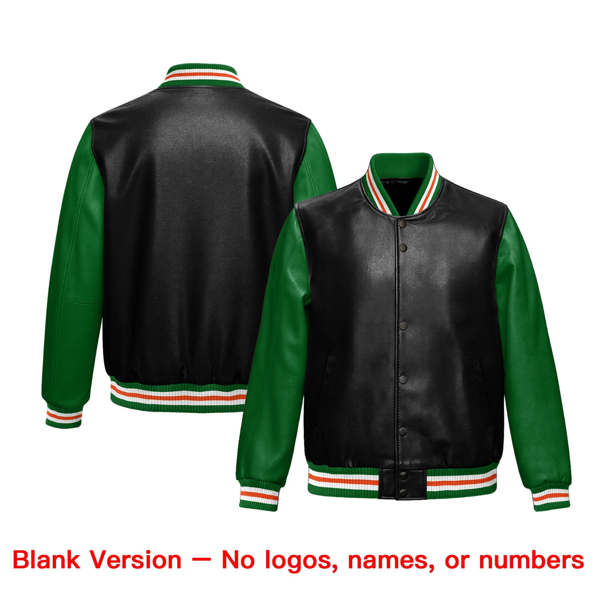 Custom Black Kelly Green Raglan Sleeves Full-Snap Varsity Faux Leather Letterman Jacket| KXKSHOP