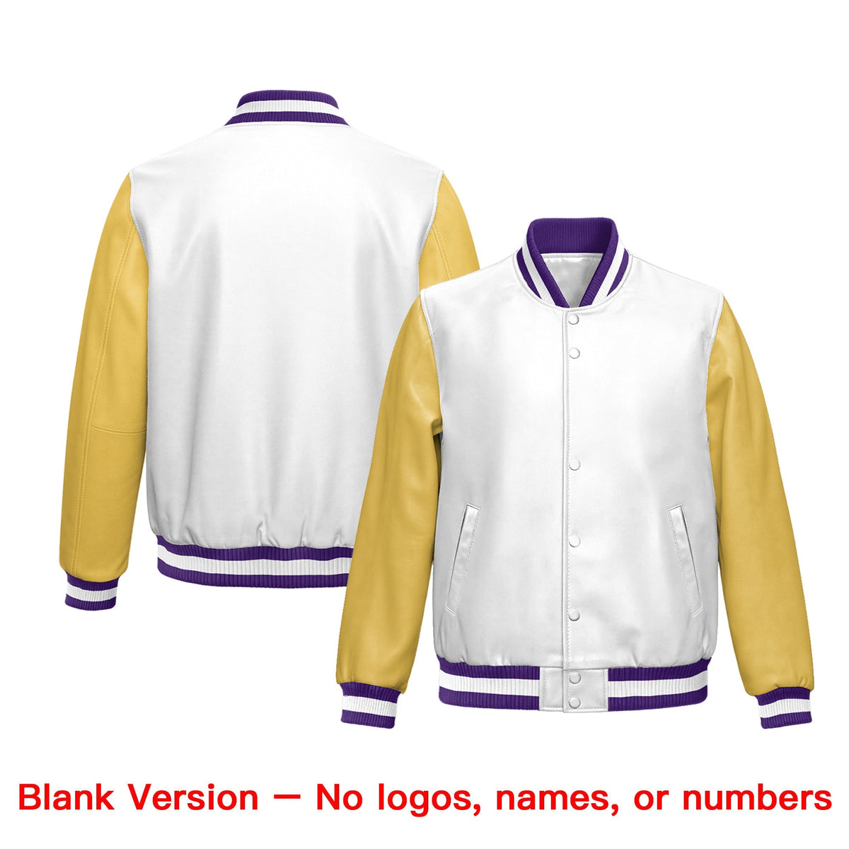 Custom White Khaki Raglan Sleeves Full-Snap Varsity Faux Leather Letterman Jacket| KXKSHOP
