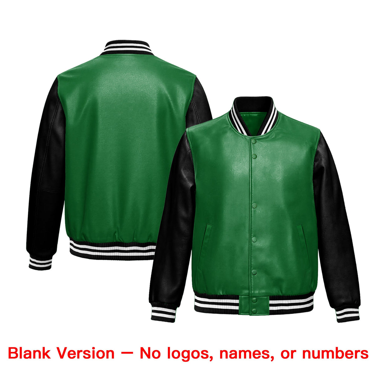Custom Kelly Green Black Raglan Sleeves Full-Snap Varsity Faux Leather Letterman Jacket| KXKSHOP