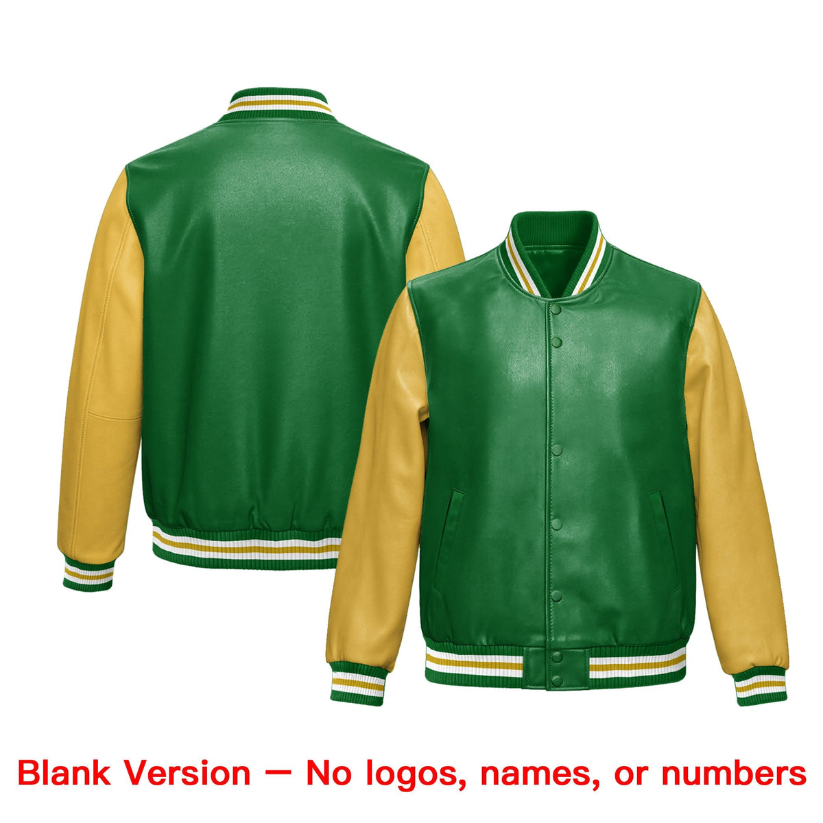 Custom Kelly Green Khaki Raglan Sleeves Full-Snap Varsity Faux Leather Letterman Jacket| KXKSHOP