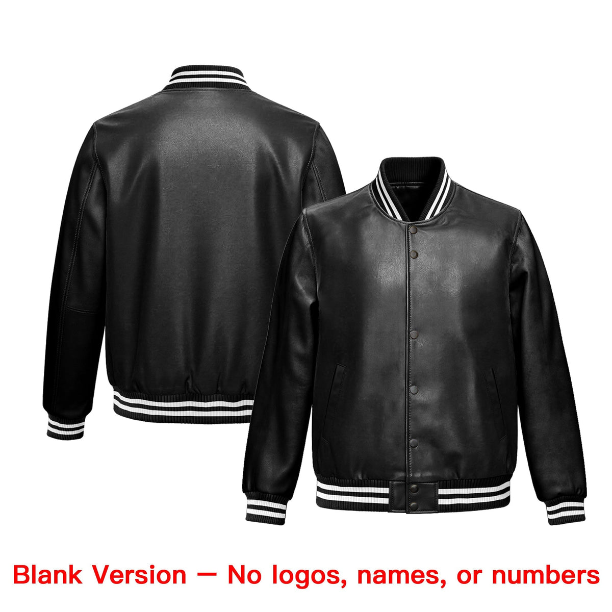 Custom Black Pink White Full-Snap Varsity Faux Leather Letterman Jacket| KXKSHOP