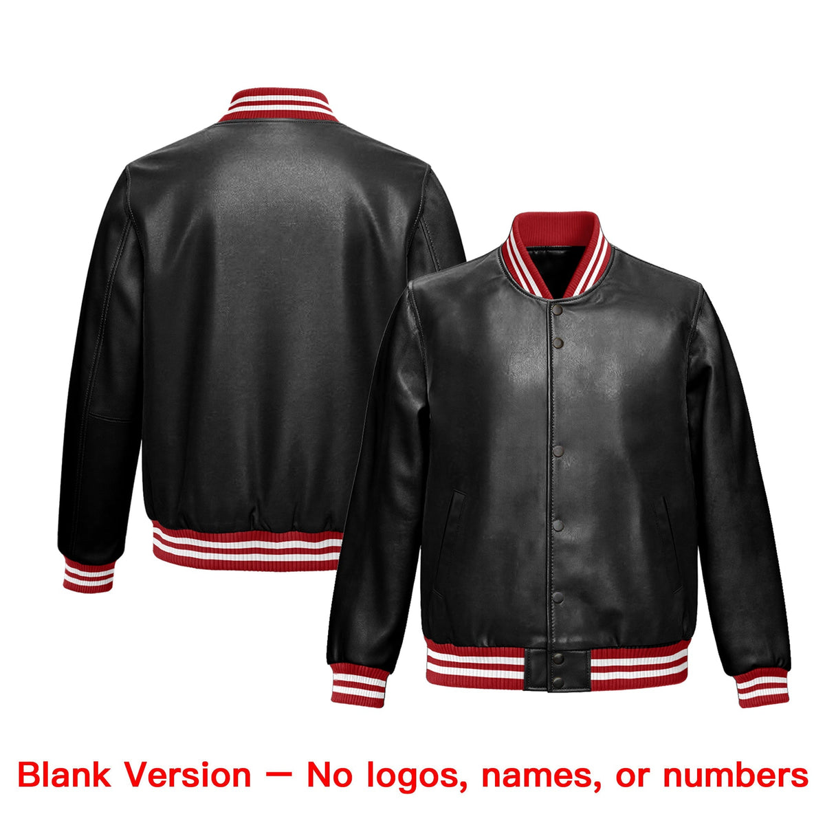 Custom Black Red Kelly Green Full-Snap Varsity Faux Leather Letterman Jacket| KXKSHOP