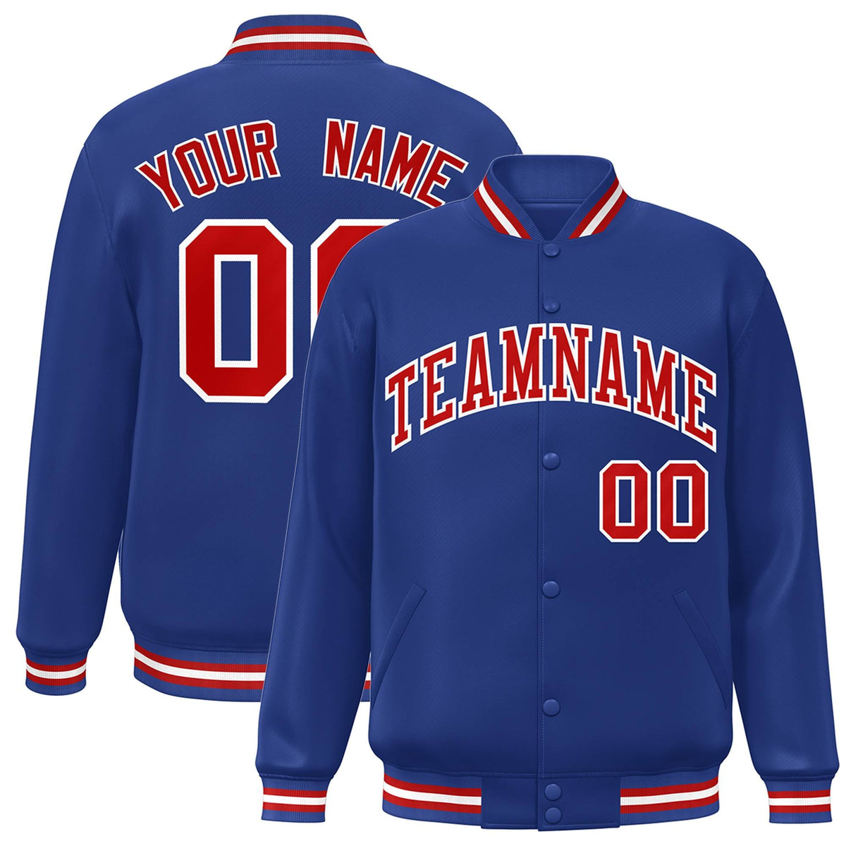 Custom Royal Red-White Letterman Two Tone Classic Style Varsity Full-Snap Jacket