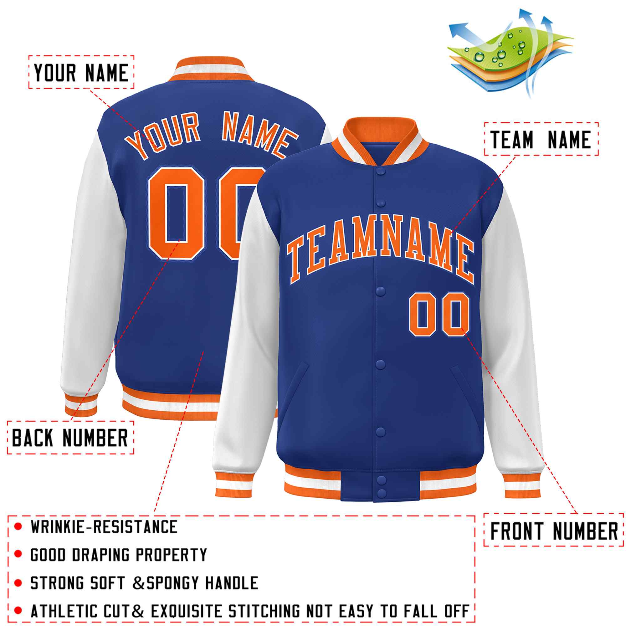 Custom Green White Raglan Sleeves Varsity Full-Snap Letterman Jacket | KXKSHOP