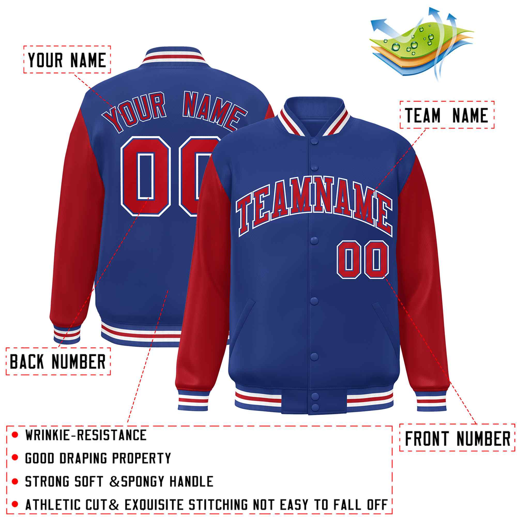 Custom Green White Raglan Sleeves Varsity Full-Snap Letterman Jacket | KXKSHOP