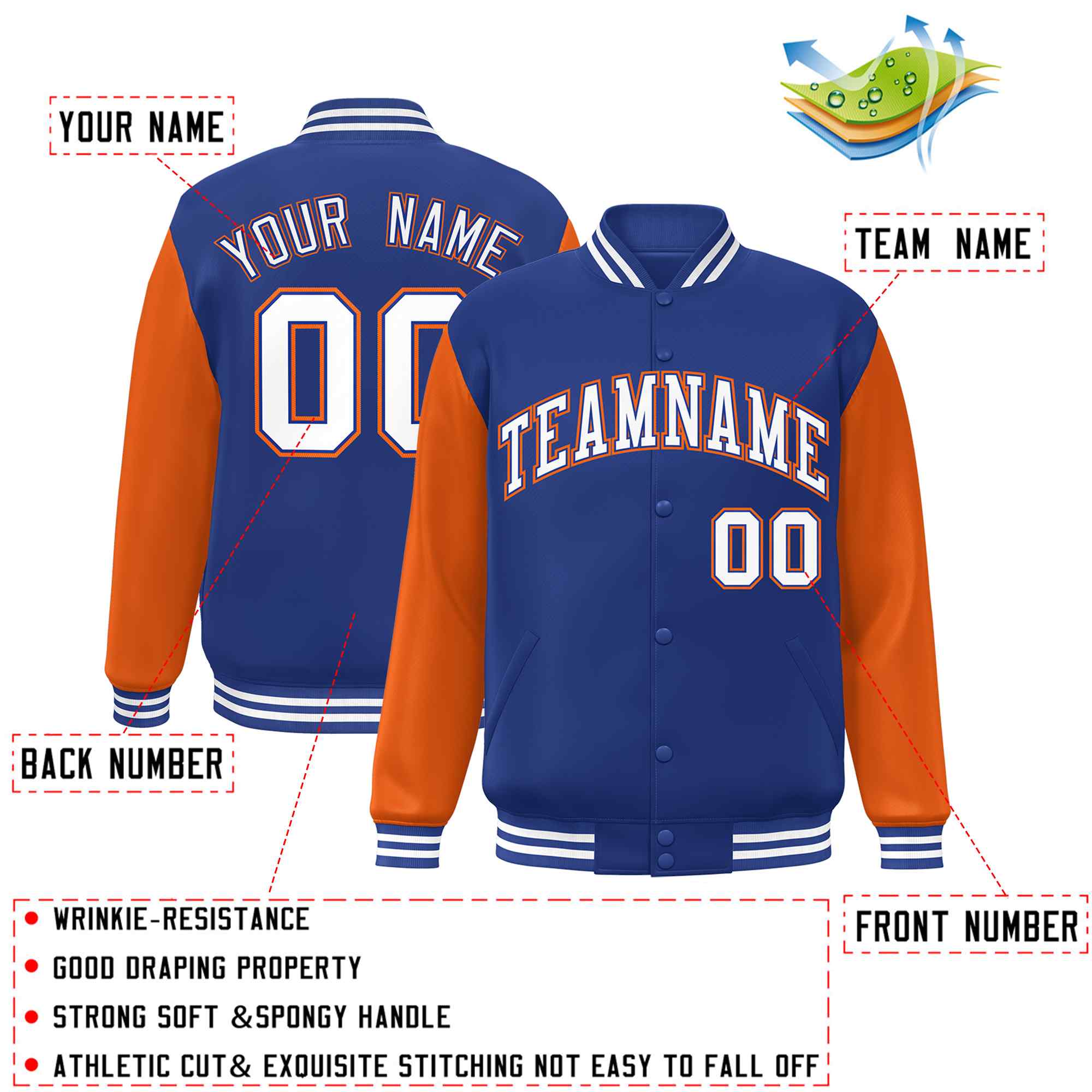 Custom Green White Raglan Sleeves Varsity Full-Snap Letterman Jacket | KXKSHOP