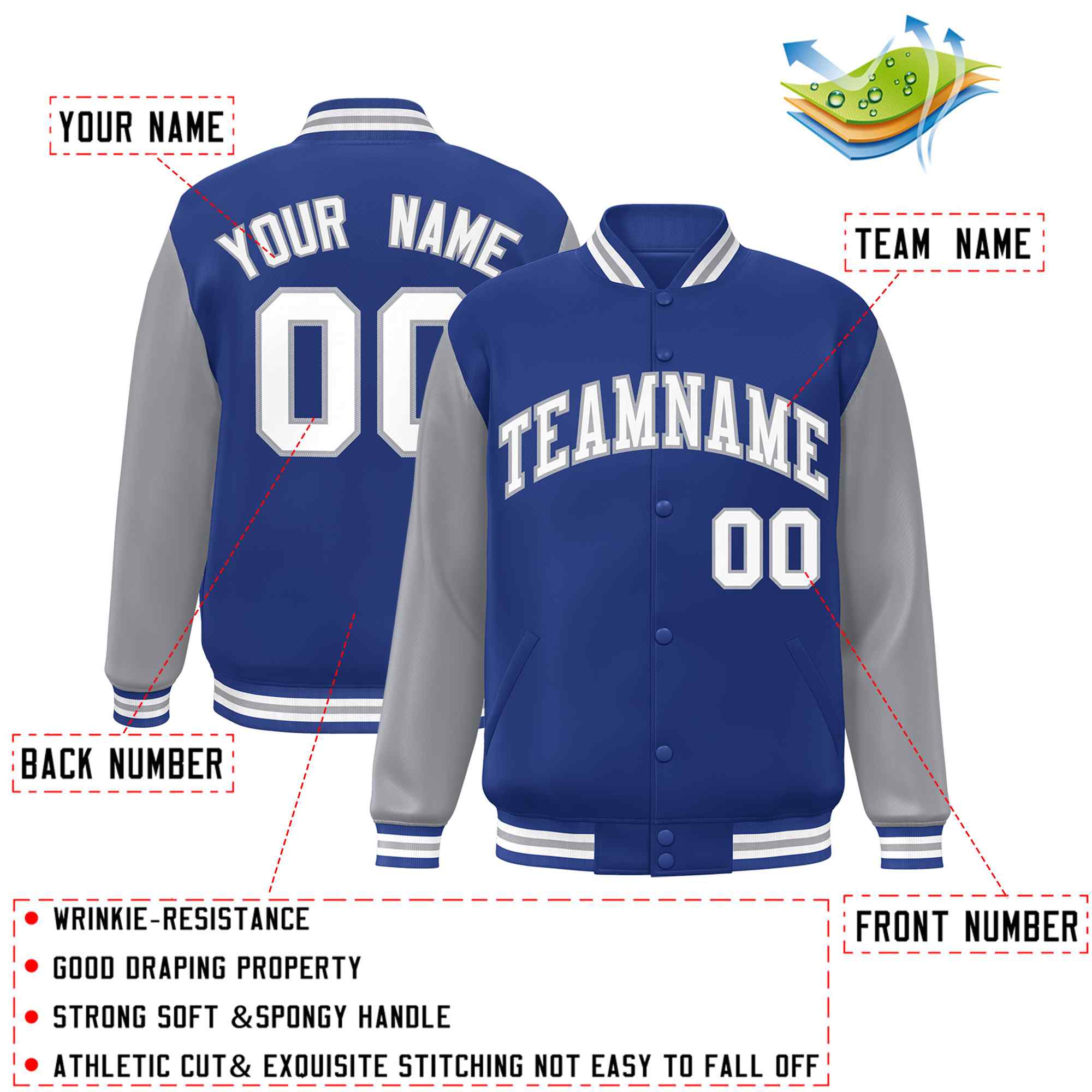 Custom Green White Raglan Sleeves Varsity Full-Snap Letterman Jacket | KXKSHOP
