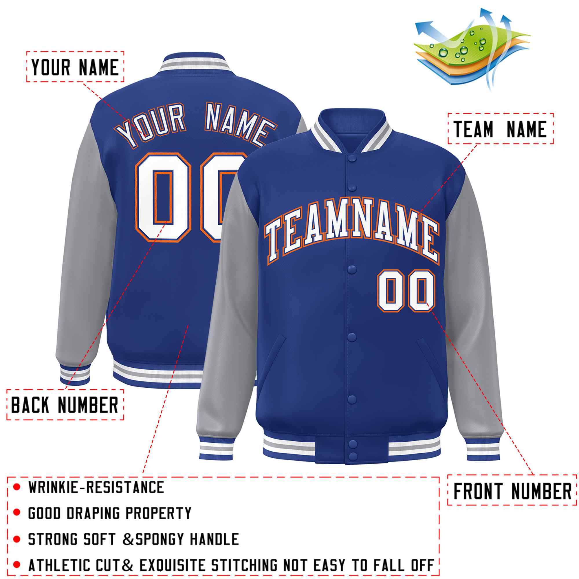 Custom Green White Raglan Sleeves Varsity Full-Snap Letterman Jacket | KXKSHOP