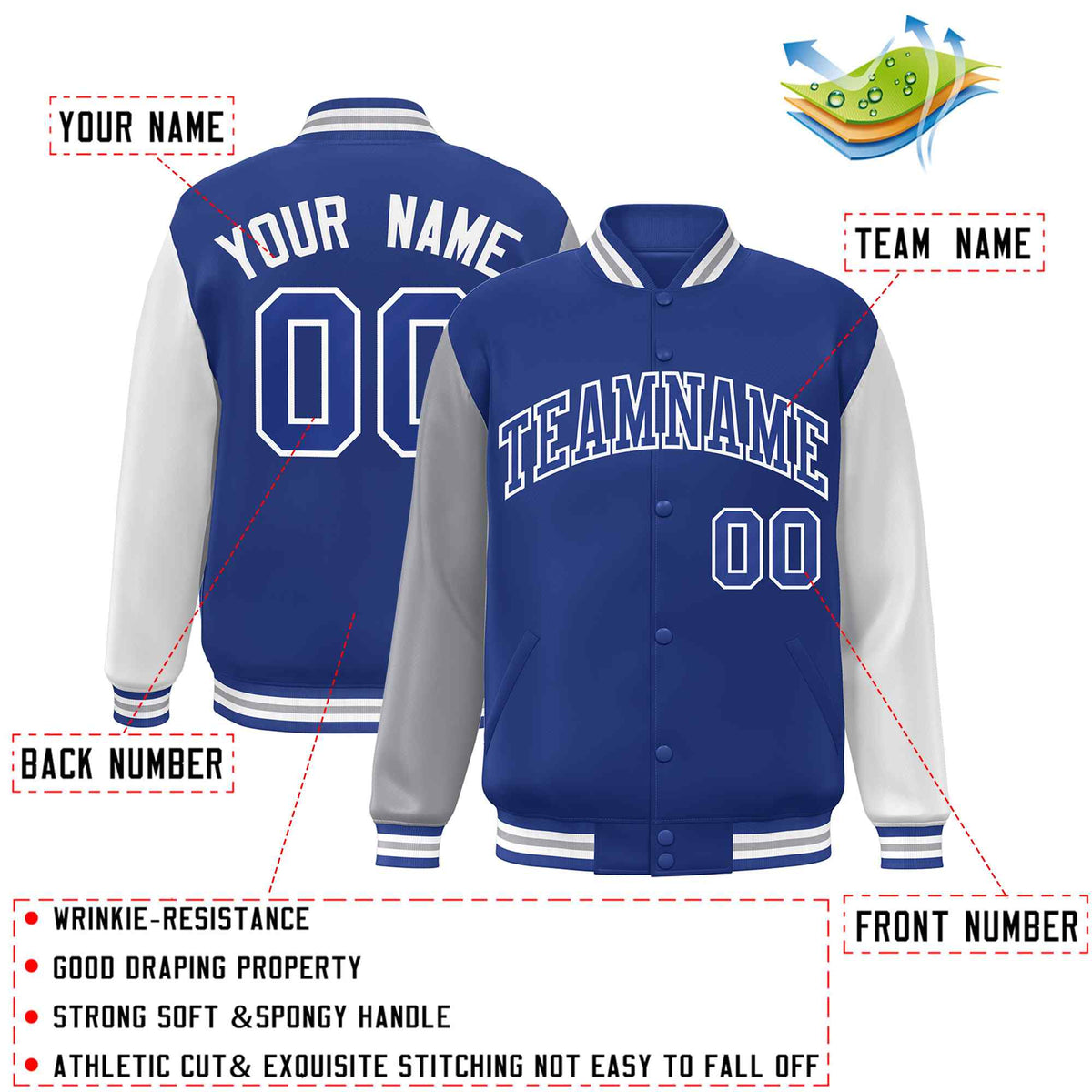 Custom Green White Raglan Sleeves Varsity Full-Snap Letterman Jacket | KXKSHOP