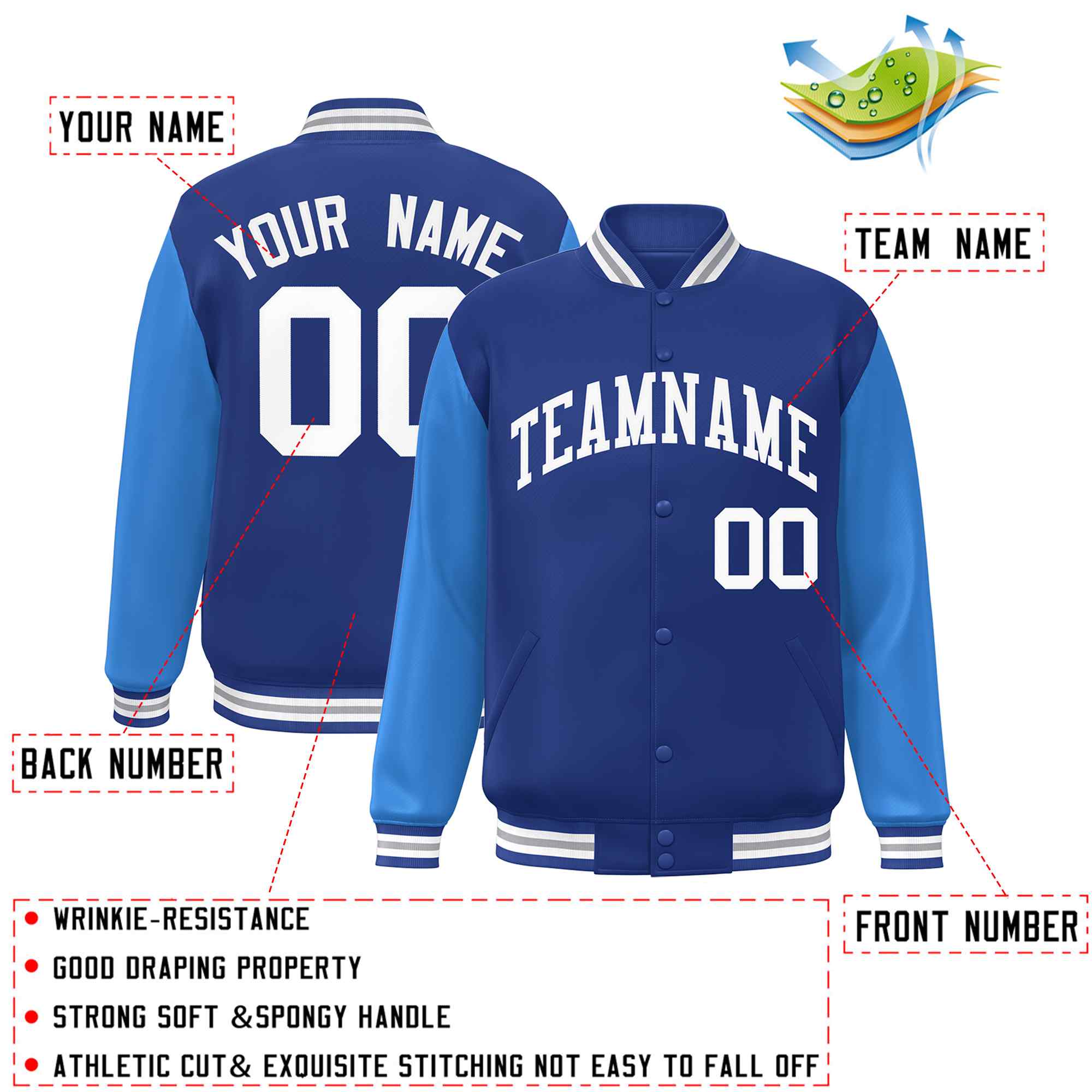 Custom Green White Raglan Sleeves Varsity Full-Snap Letterman Jacket | KXKSHOP