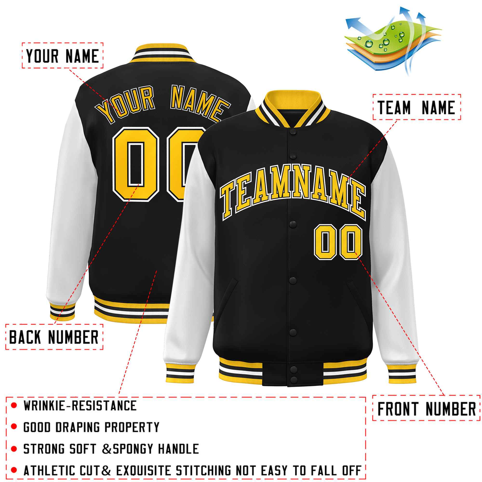 Custom Green White Raglan Sleeves Varsity Full-Snap Letterman Jacket | KXKSHOP