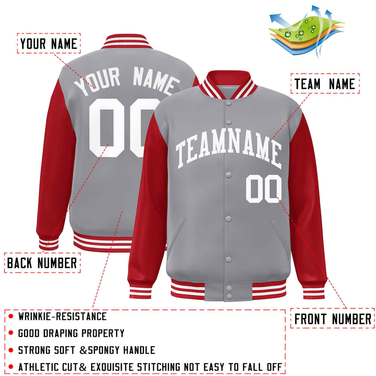 Custom Green White Raglan Sleeves Varsity Full-Snap Letterman Jacket | KXKSHOP