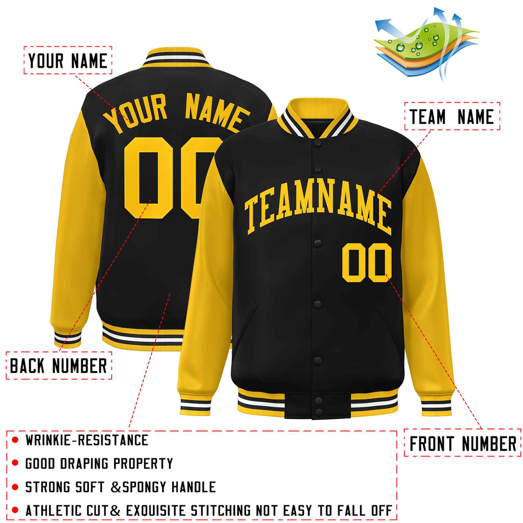 Custom Green White Raglan Sleeves Varsity Full-Snap Letterman Jacket | KXKSHOP