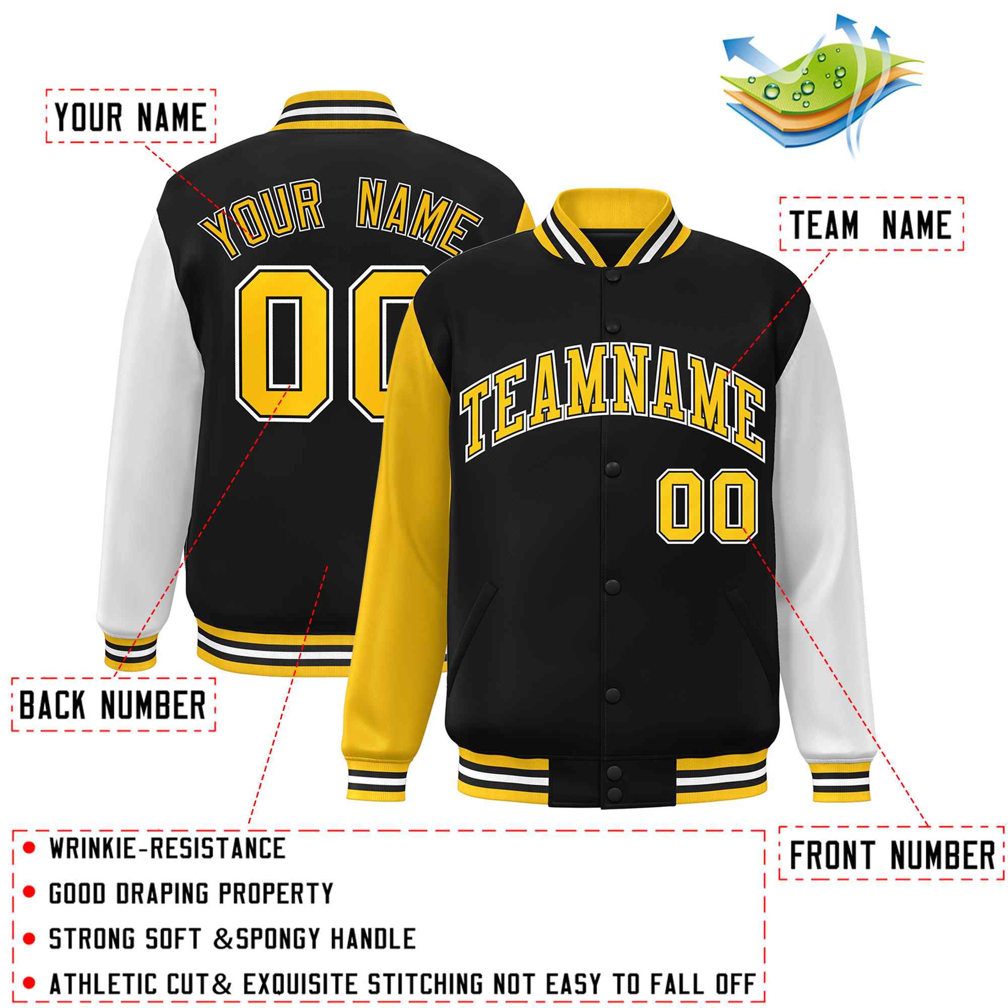 Custom Green White Raglan Sleeves Varsity Full-Snap Letterman Jacket | KXKSHOP