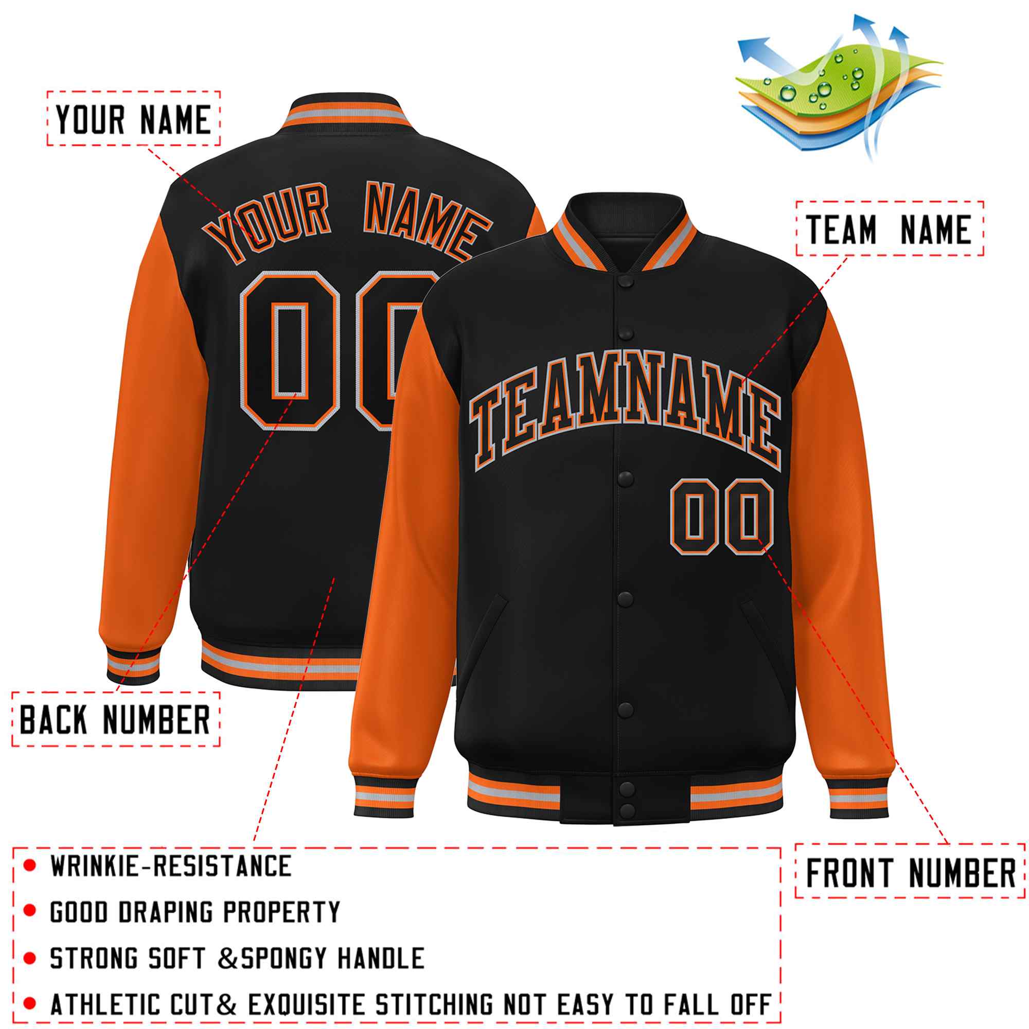 Custom Green White Raglan Sleeves Varsity Full-Snap Letterman Jacket | KXKSHOP