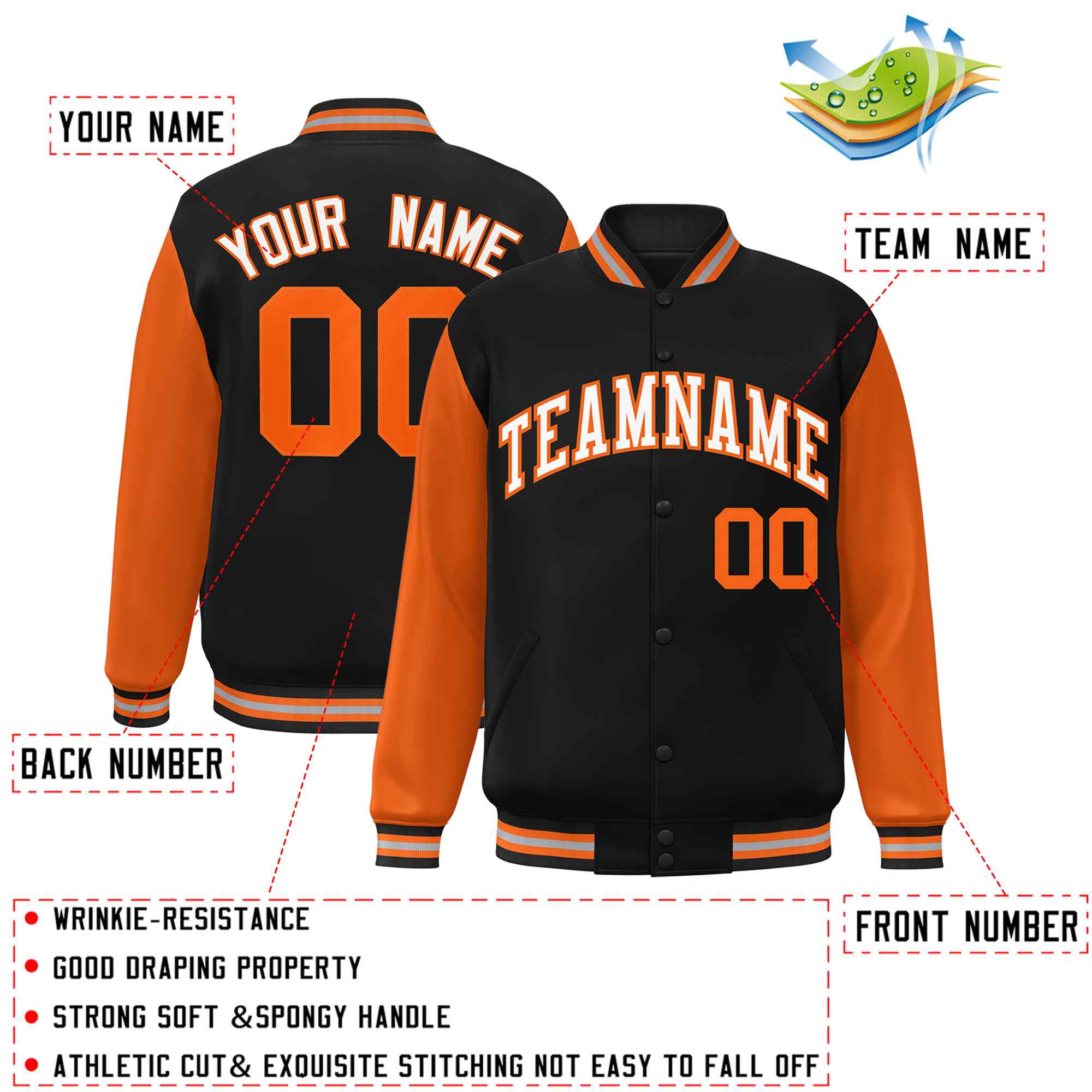 Custom Green White Raglan Sleeves Varsity Full-Snap Letterman Jacket | KXKSHOP
