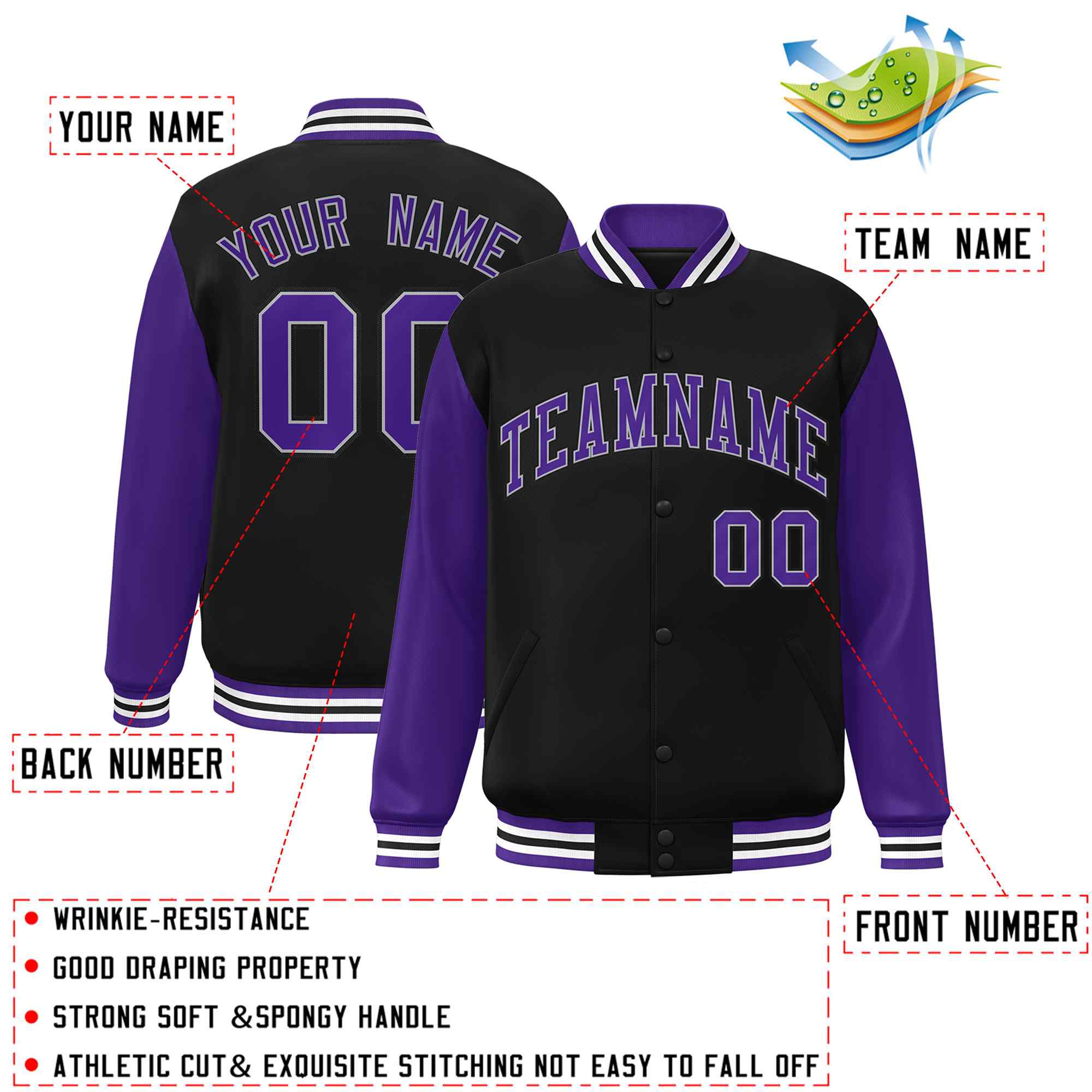 Custom Green White Raglan Sleeves Varsity Full-Snap Letterman Jacket | KXKSHOP