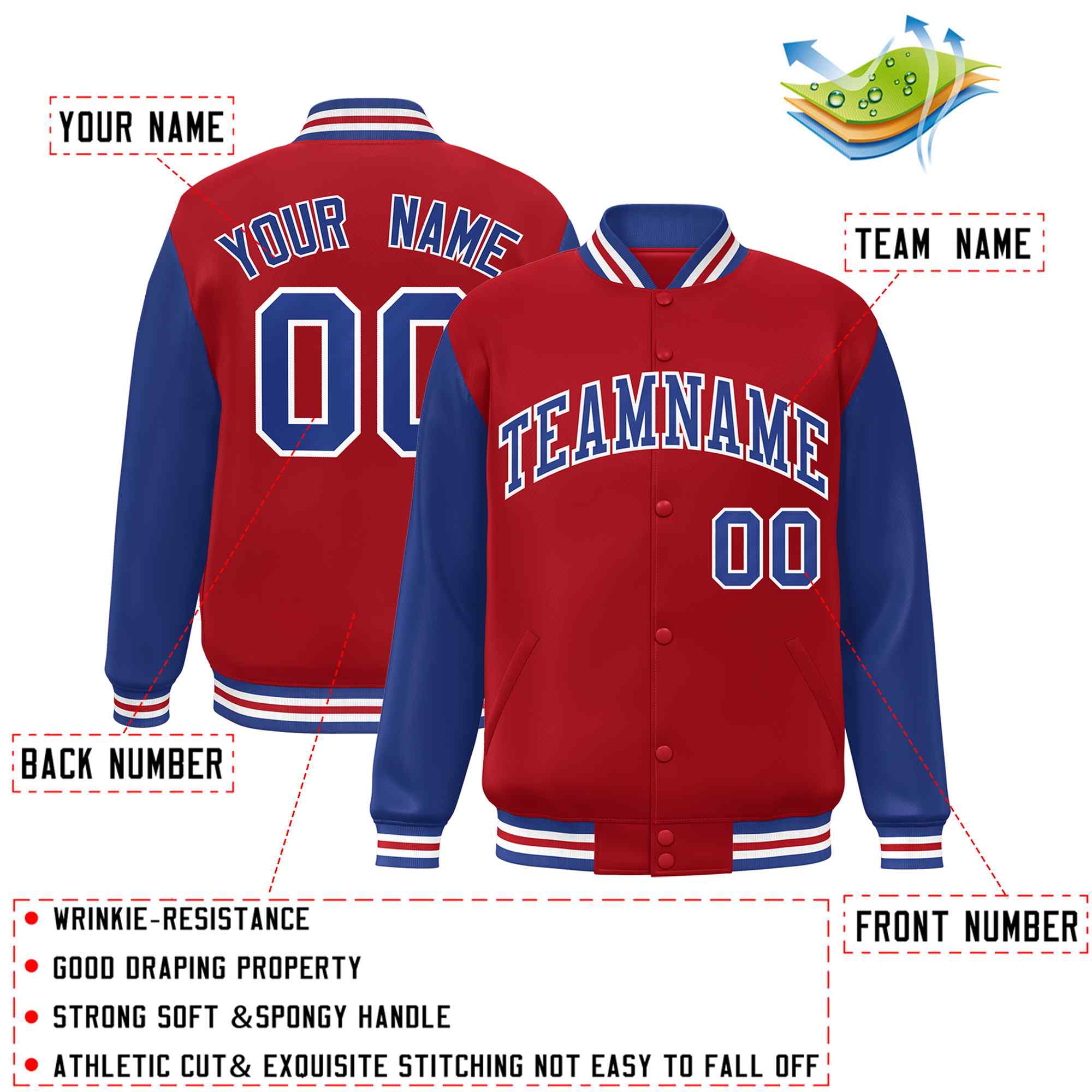 Custom Green White Raglan Sleeves Varsity Full-Snap Letterman Jacket | KXKSHOP