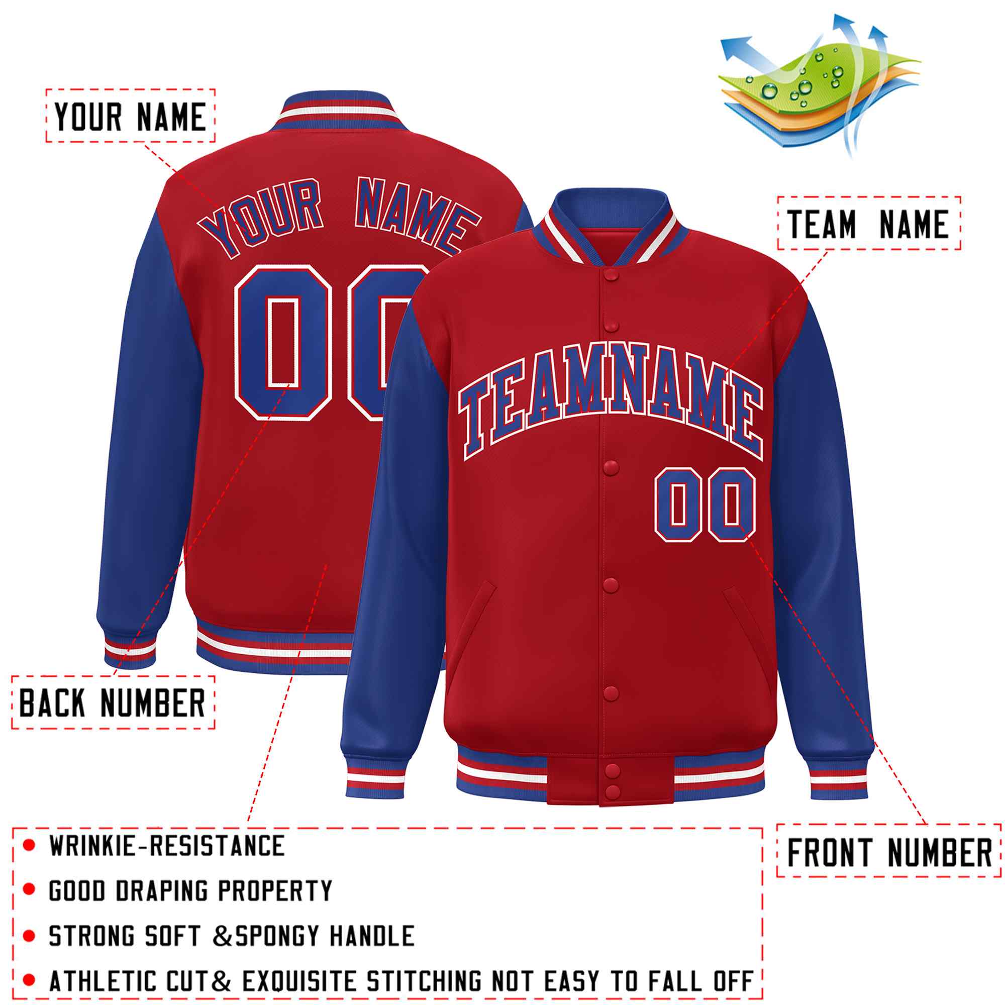 Custom Green White Raglan Sleeves Varsity Full-Snap Letterman Jacket | KXKSHOP