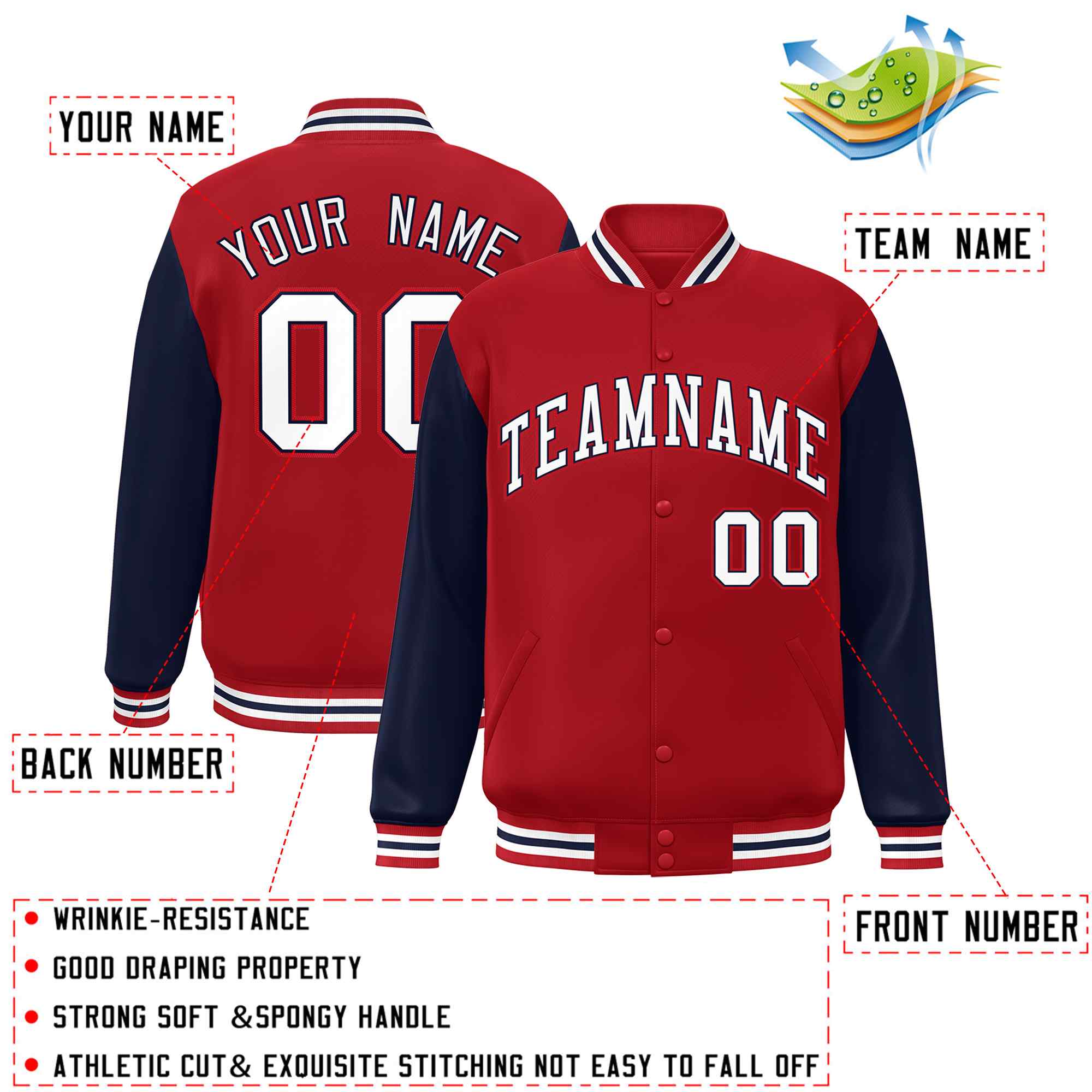 Custom Green White Raglan Sleeves Varsity Full-Snap Letterman Jacket | KXKSHOP